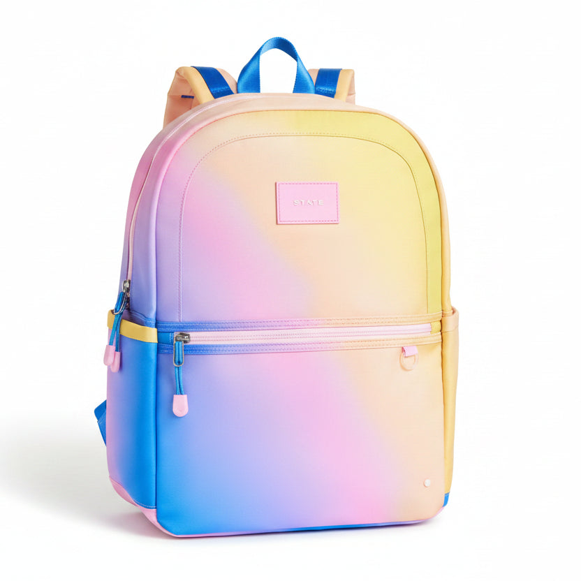 Blue/Pink/Yellow Gradient Kane Double Pocket Large Backpack