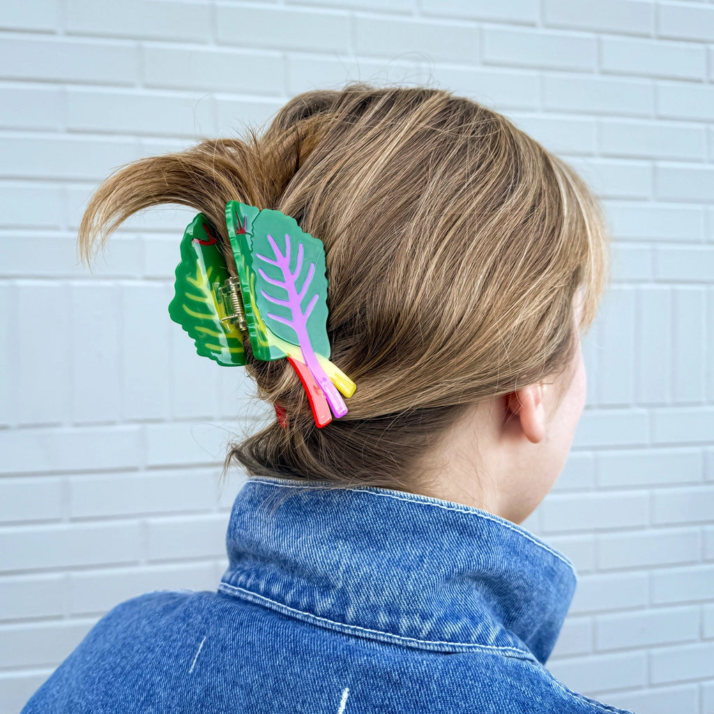 Rainbow Chard Hair Claw by Jenny Lemons