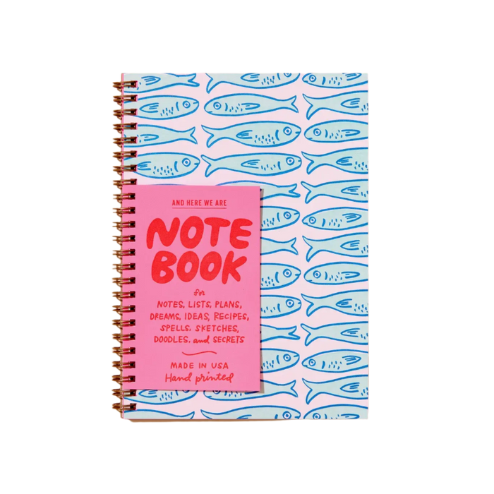 Sardines A5 Lettepress Spiral Notebook by And Here We Are