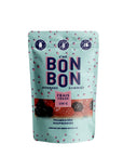 Teal bag of colorful gummy candy with Cest Bon Bon Fresh 150 gram Raspberries written on the front.