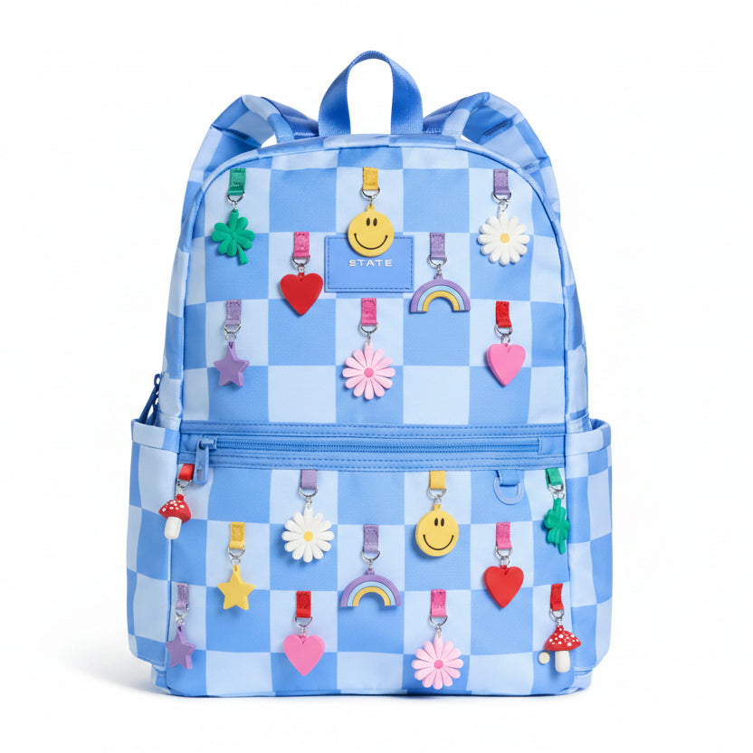 Charms Blue Checkerboard Kane Double Pocket Backpack