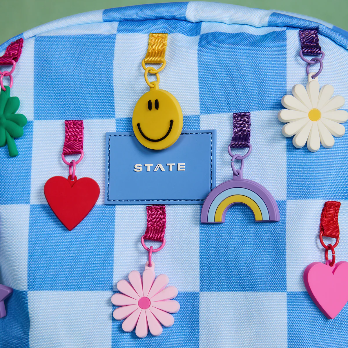 Charms Blue Checkerboard Kane Double Pocket Backpack