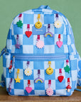 Charms Blue Checkerboard Kane Double Pocket Backpack