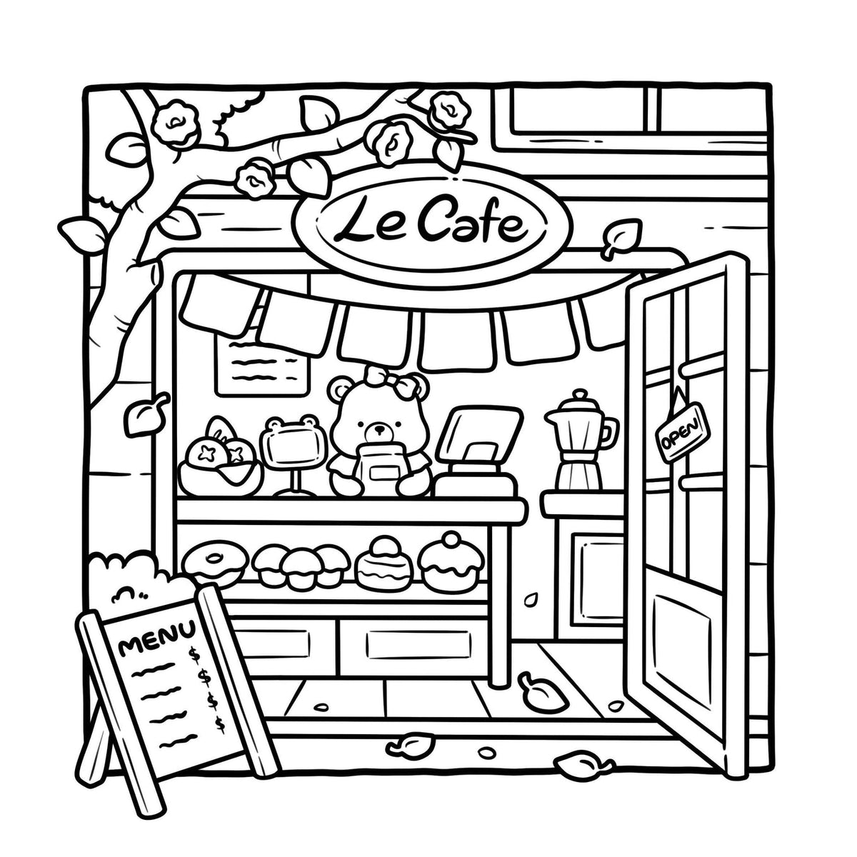 Cozy Cafe Coloring Book by Belly Bean Co.