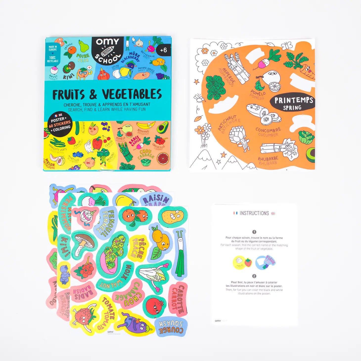 Fruits &amp; Vegetables Sticker Poster by Omy