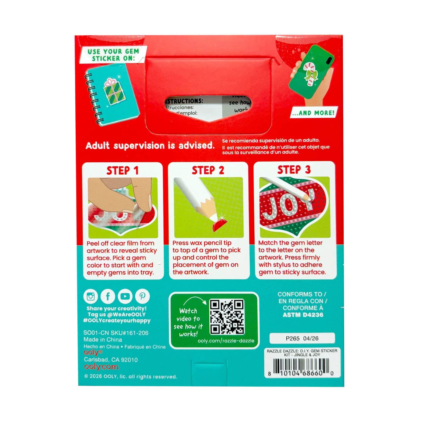 Mini Razzle Dazzle Diy Gem Sticker Kit - Jingle &amp; Joy