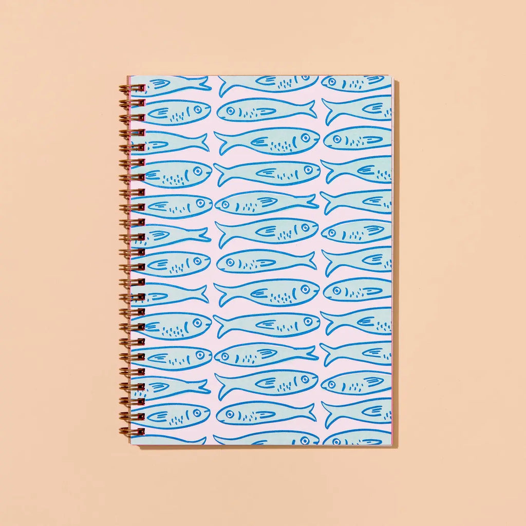 Sardines A5 Lettepress Spiral Notebook by And Here We Are