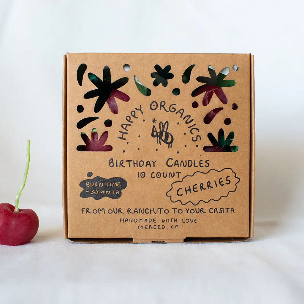 Beeswax Cherry Birthday Candles by Happy Organics