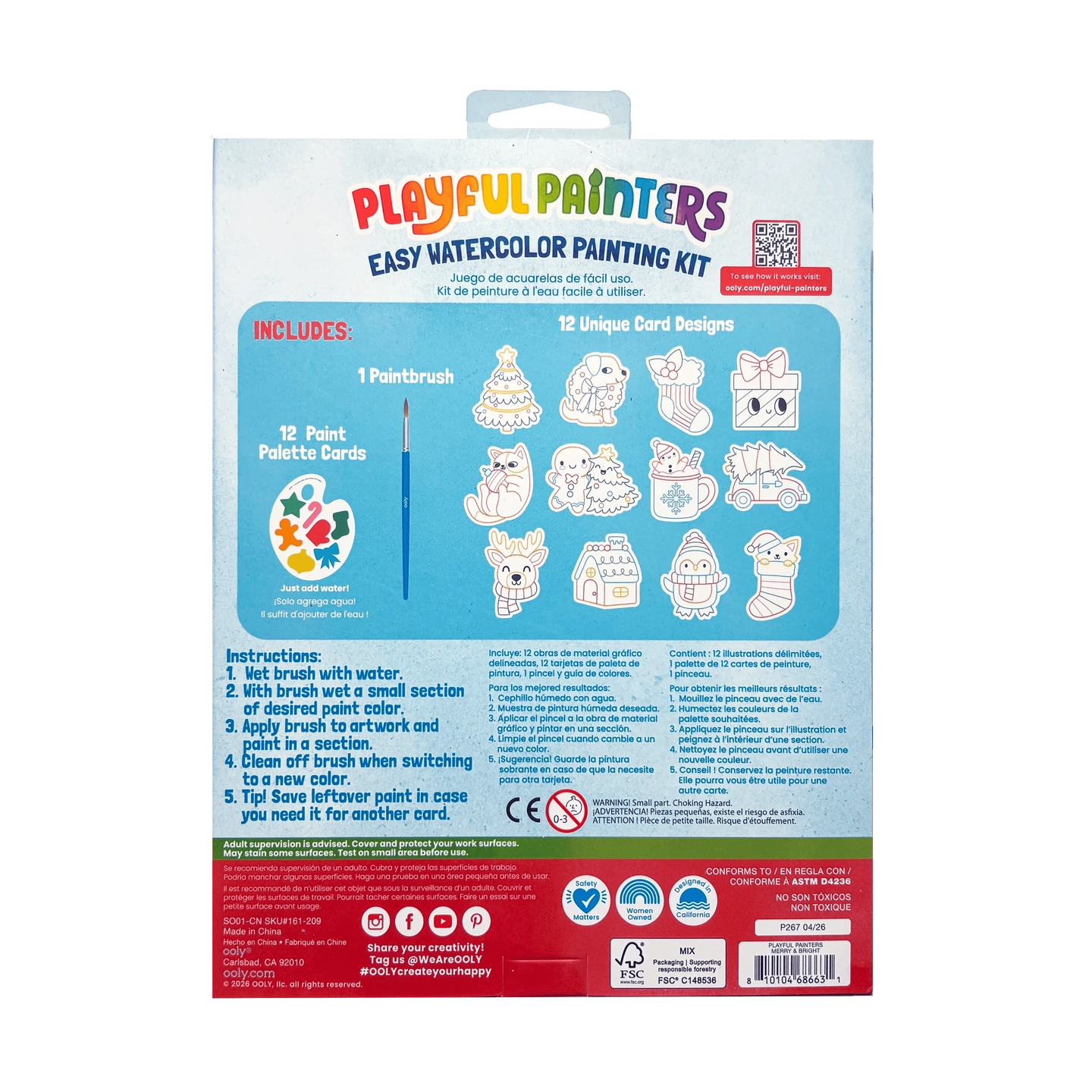 Playful Painters Easy Watercolor Painting Kit - Merry &amp; Bright
