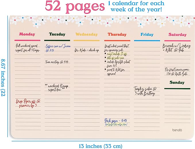Week-to-Week Mega Desk Notepad - Daises by Ban.dō