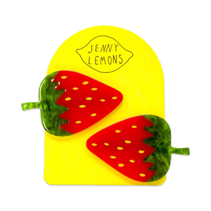 Strawberry Alligator Hair Clip Set by Jenny Lemons
