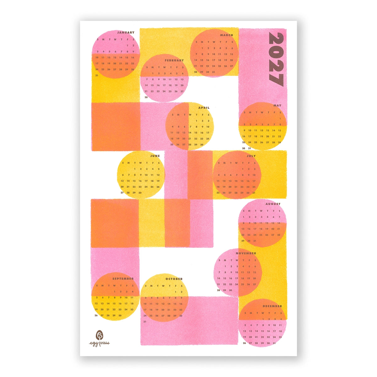 Geometric 2027  Risograph Print Calendar