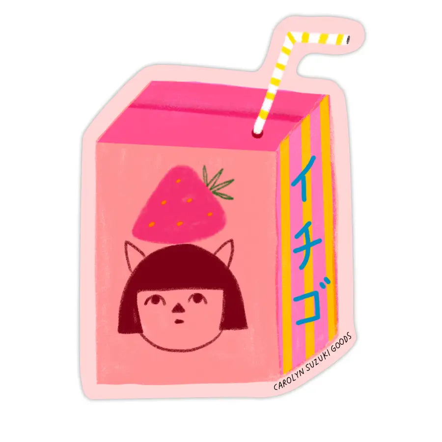 Ichigo Milk Die Cut Sticker by Carolyn Suzuki
