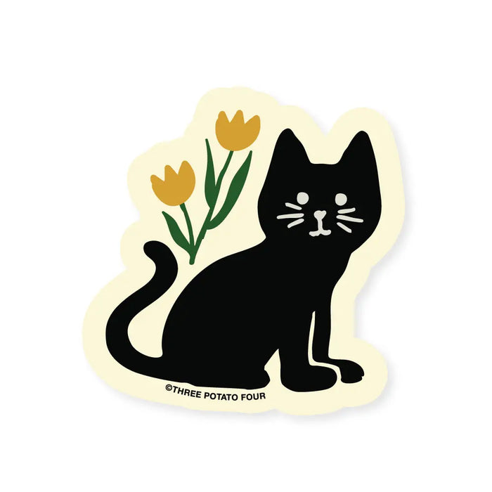 Black Cat Sticker by Three Potato Four