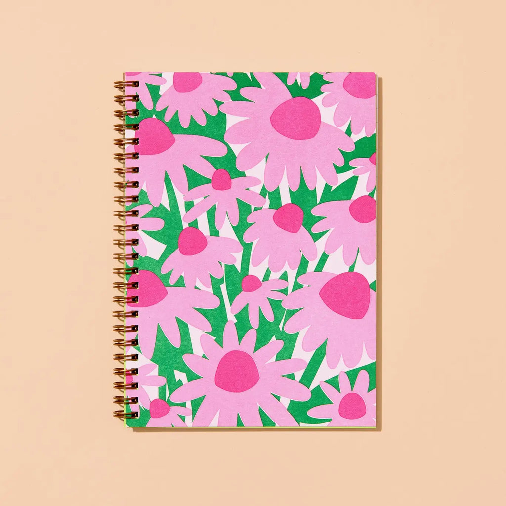 Coneflower Wildflower A5 Lettepress Spiral Notebook by And Here We Are