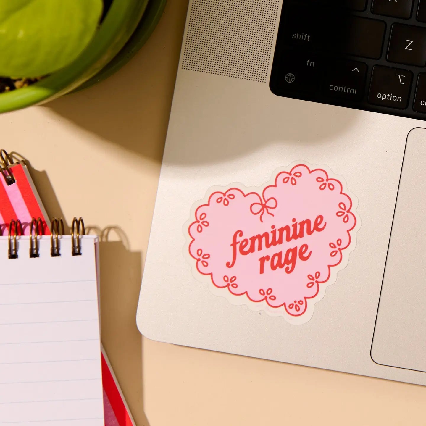 Feminine Rage Doily Heart Vinyl Sticker