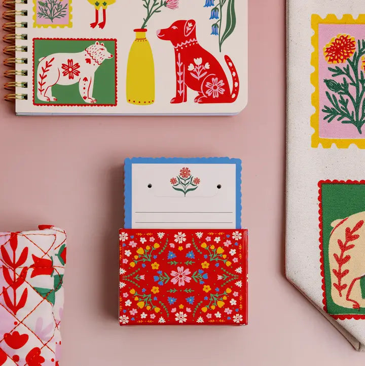 Folk Floral Note Cards