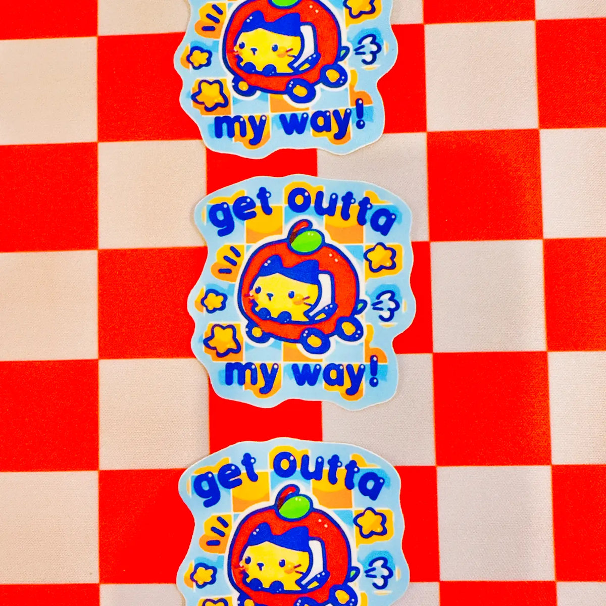 Get Outta My Way Apple Cat Vinyl Sticker