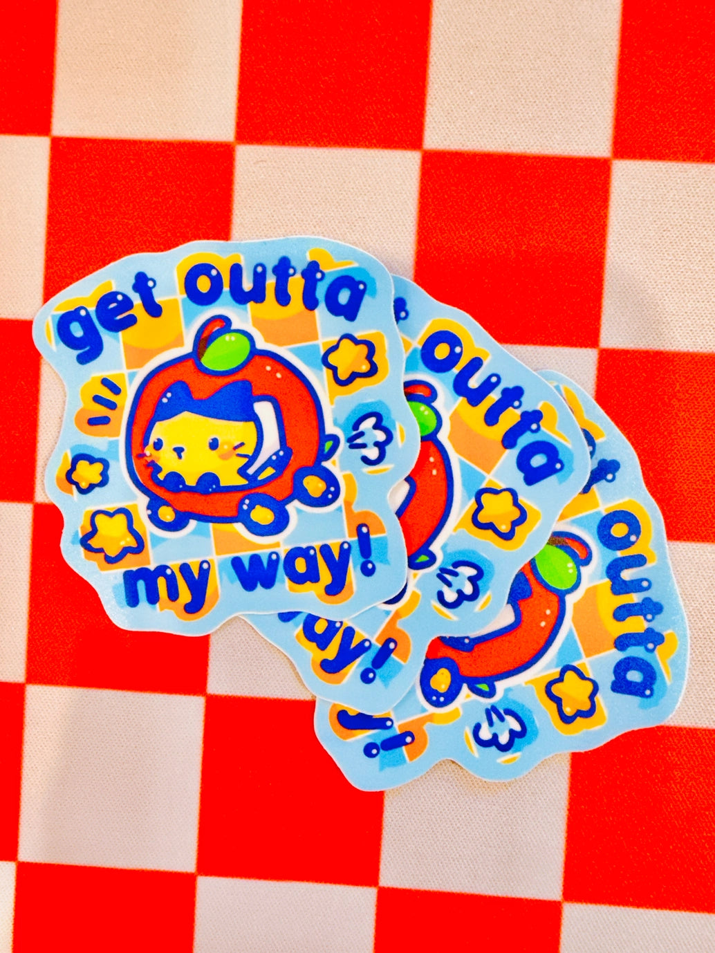 Get Outta My Way Apple Cat Vinyl Sticker