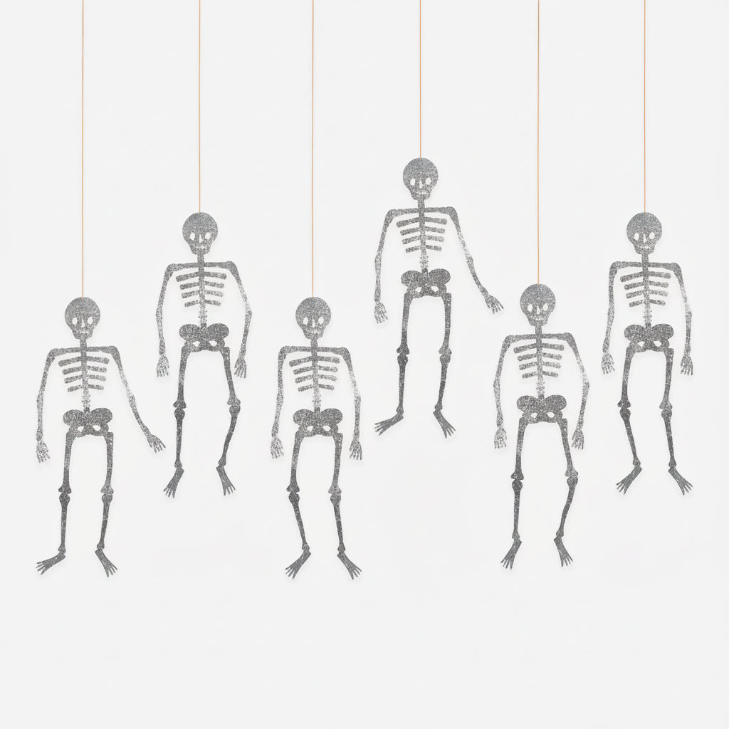 Glitter Jointed Skeleton Decorations