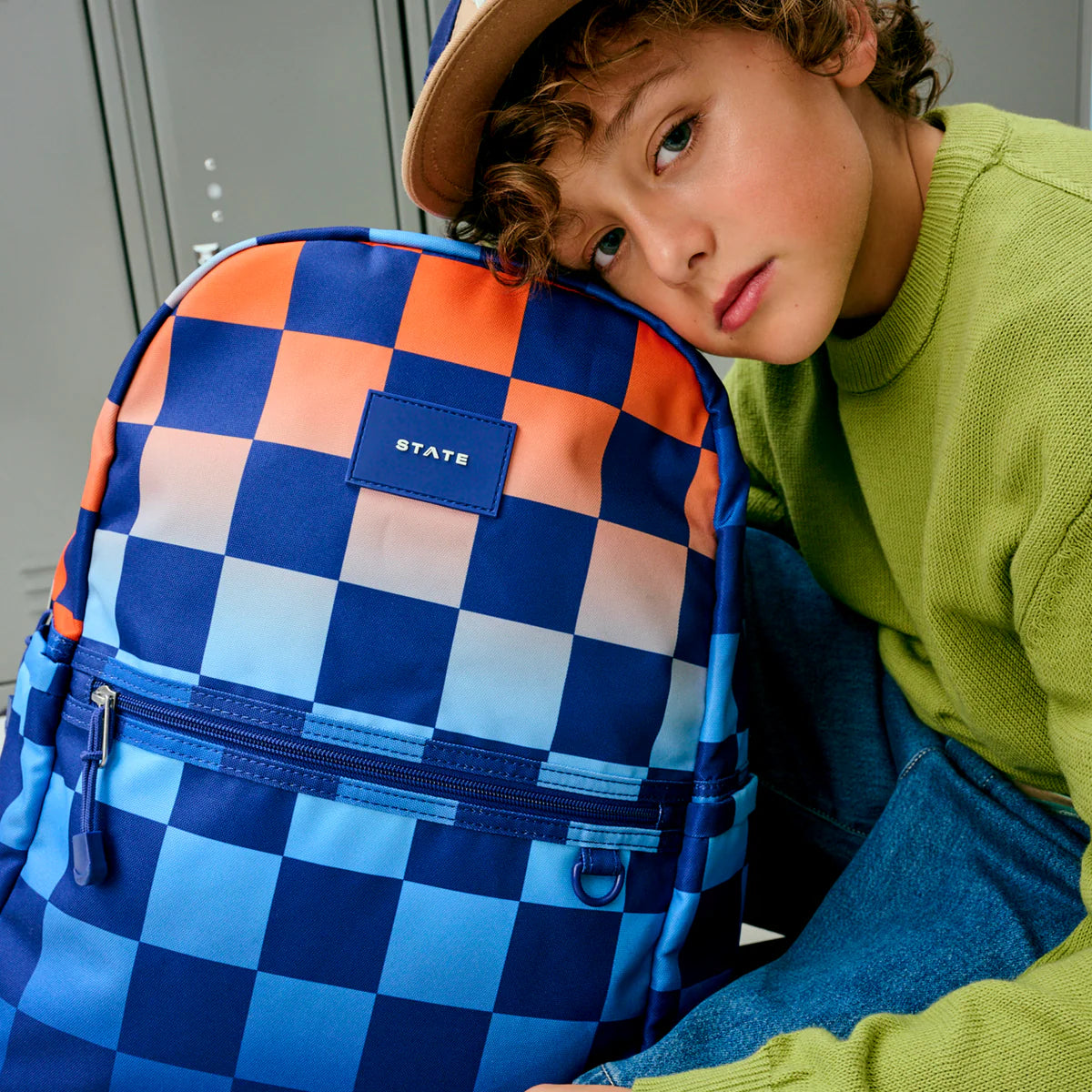 Gradient Checkerboard Kane Double Pocket Backpack