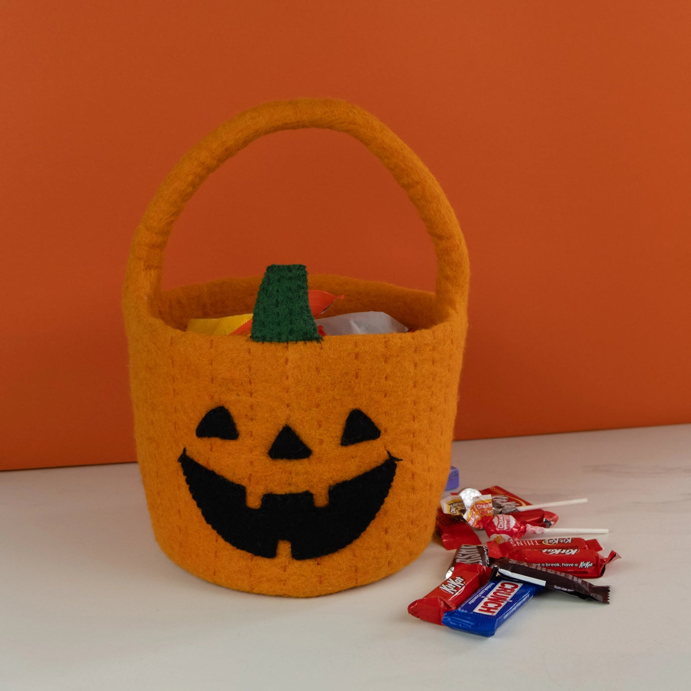 Felt Jack-O'-Lantern Halloween Basket