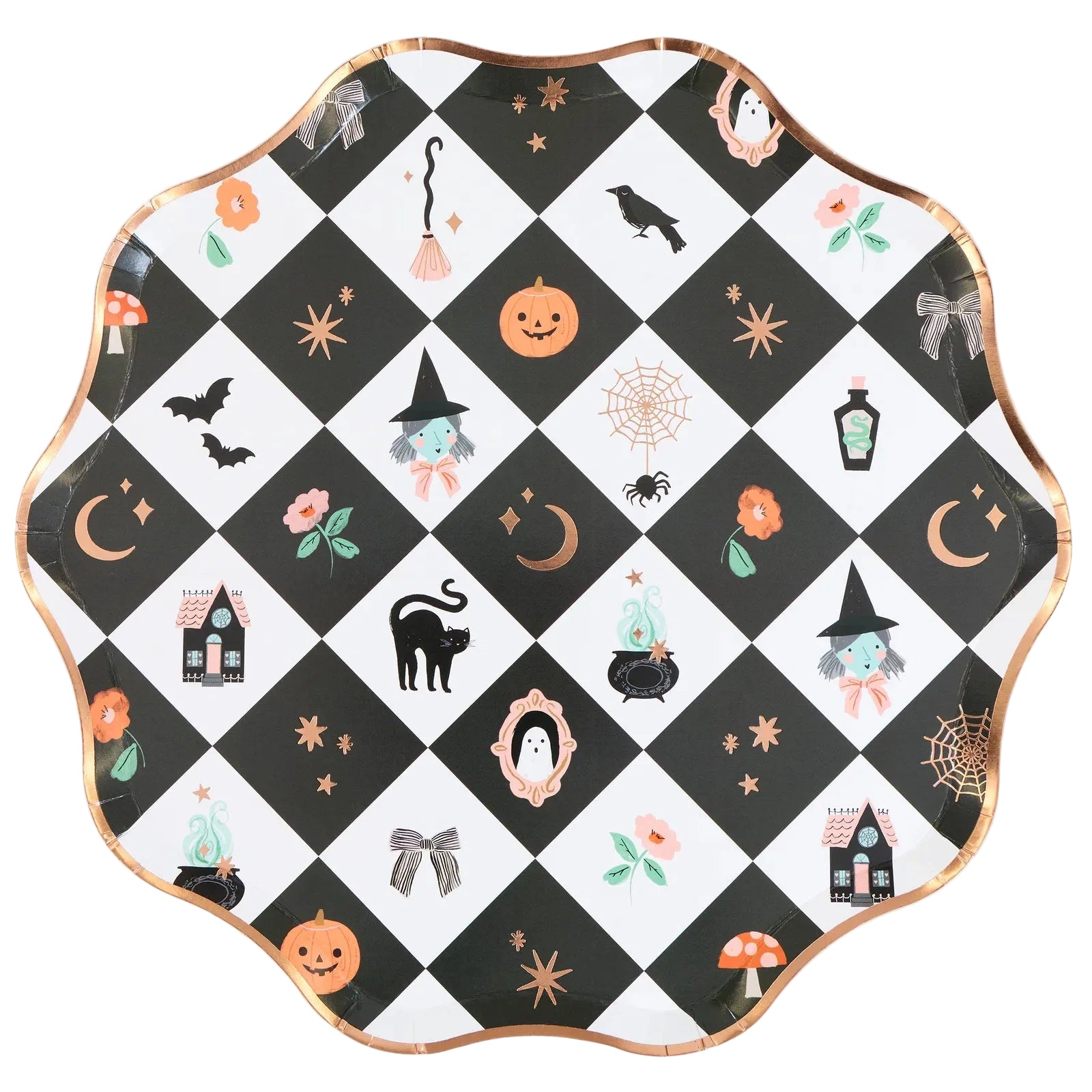 Patchwork Large Halloween Paper Plates