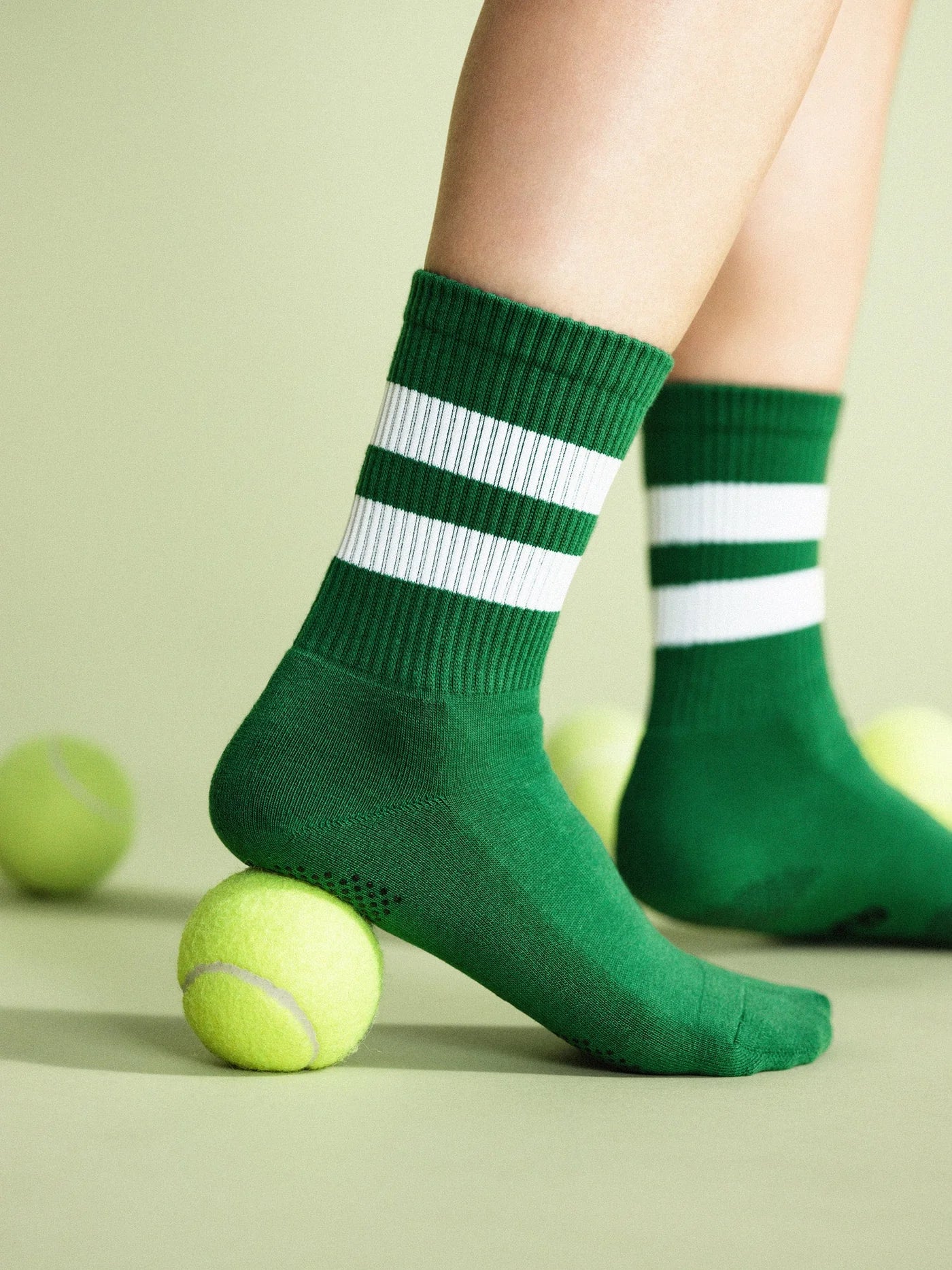 Green Varsity Grip Adult Crew Socks by Hansel from Basel