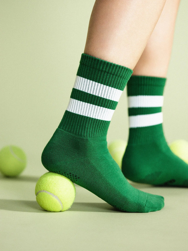 Green Varsity Grip Adult Crew Socks by Hansel from Basel