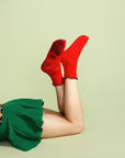 Thermal Ruffle Grip Sock - Red