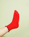 Thermal Ruffle Grip Sock - Red