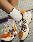 Thermal Ruffle Grip Sock - White