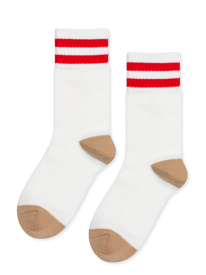 Collegiate Stripe Adult Crew Sock - White by Hansel from Basel