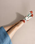 Retro Flower Adult Crew Socks
