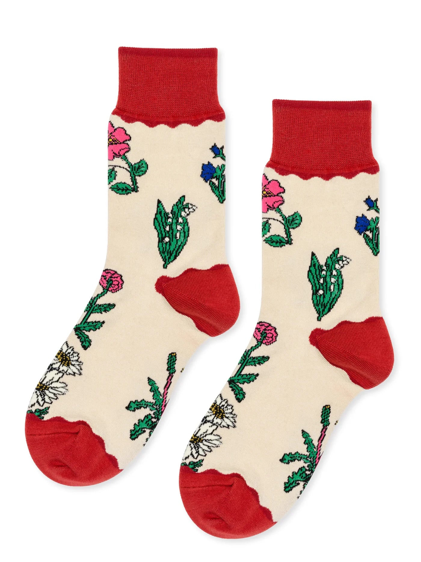 Retro Flower Adult Crew Socks