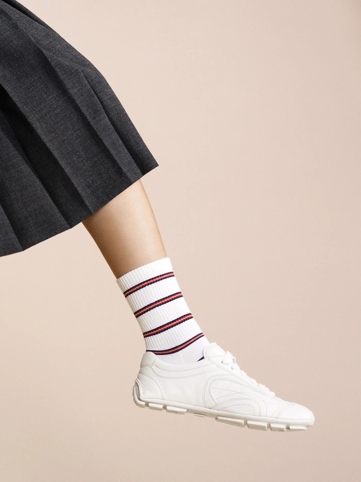 Pencil Stripe Sporty Adult Crew Socks