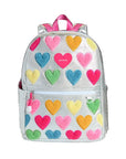 Metallic Happy Fuzzy Heart Kane Double Pocket Backpack