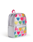 Metallic Happy Fuzzy Heart Kane Double Pocket Backpack