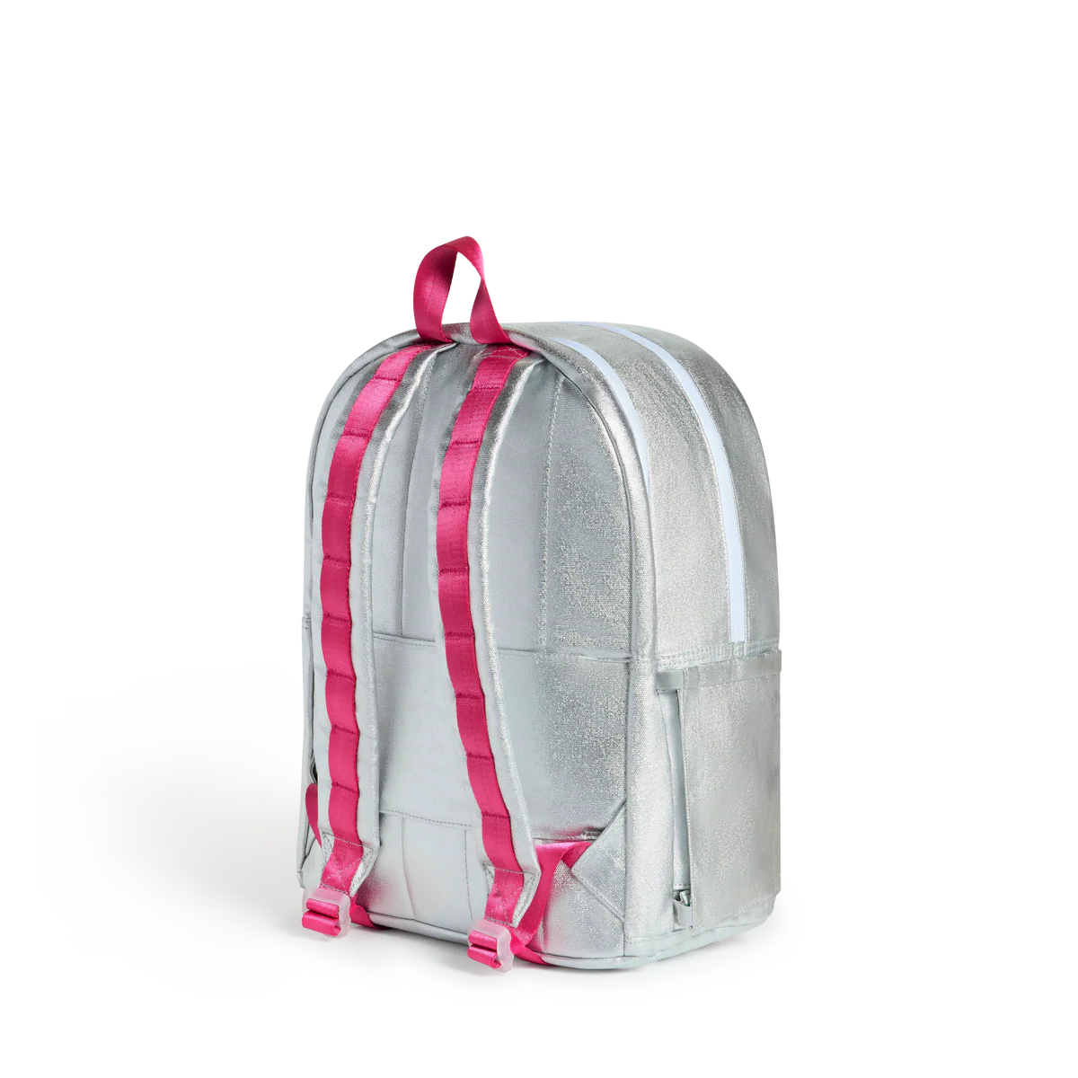 Metallic Happy Fuzzy Heart Kane Double Pocket Backpack