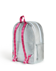 Metallic Happy Fuzzy Heart Kane Double Pocket Backpack