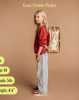 Metallic Happy Fuzzy Heart Kane Double Pocket Backpack