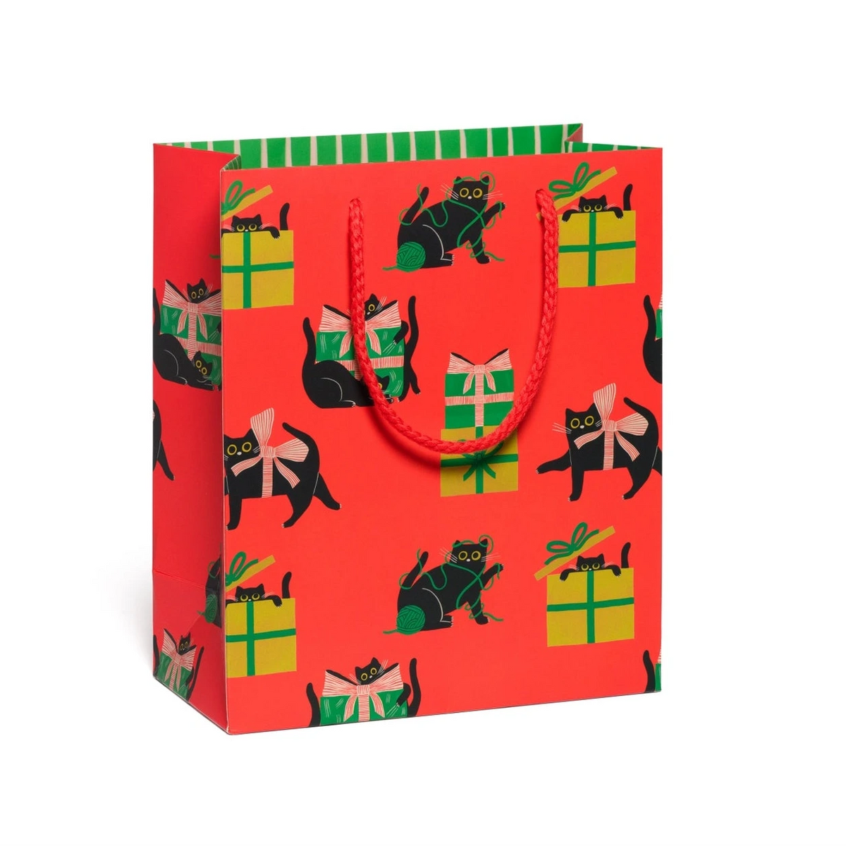 Holiday Black Cat Medium Gift Bag