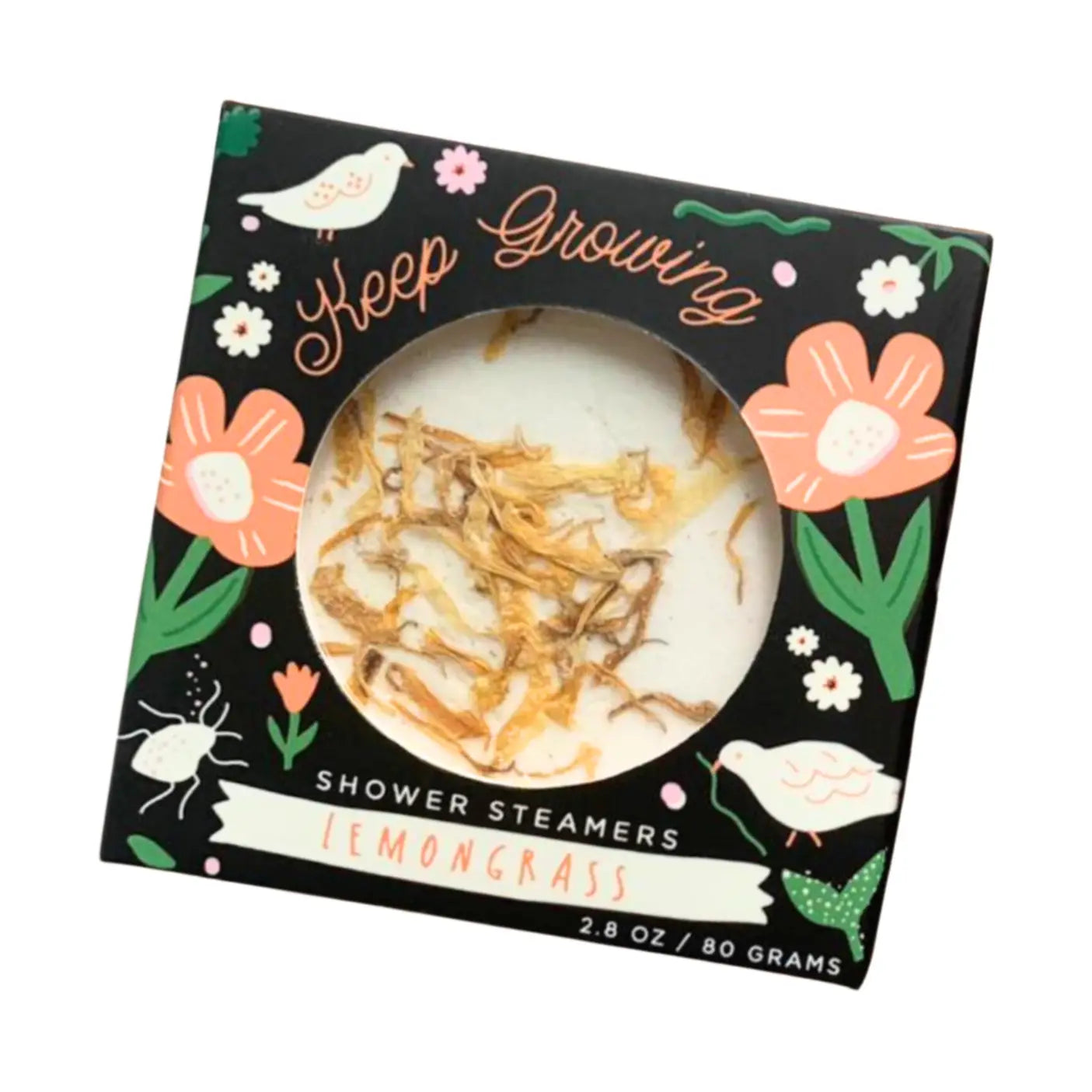 Shower steamers with lemongrass scent in a decorative box on a white background