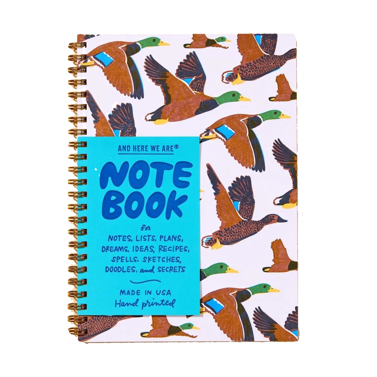 Mallard Ducks A5 Spiral Letterpress Notebook