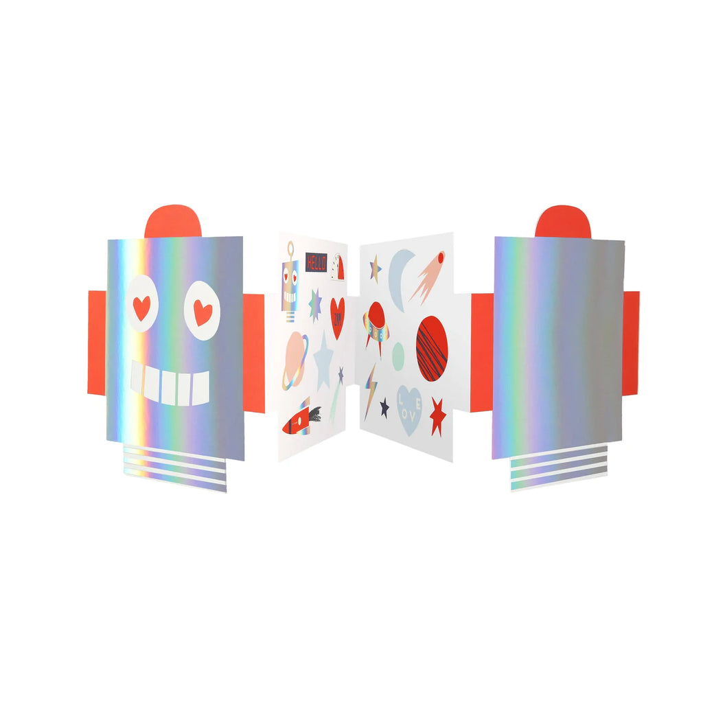 SALE Robot Cocertina Valentine Cards & Stickers by Meri Meri