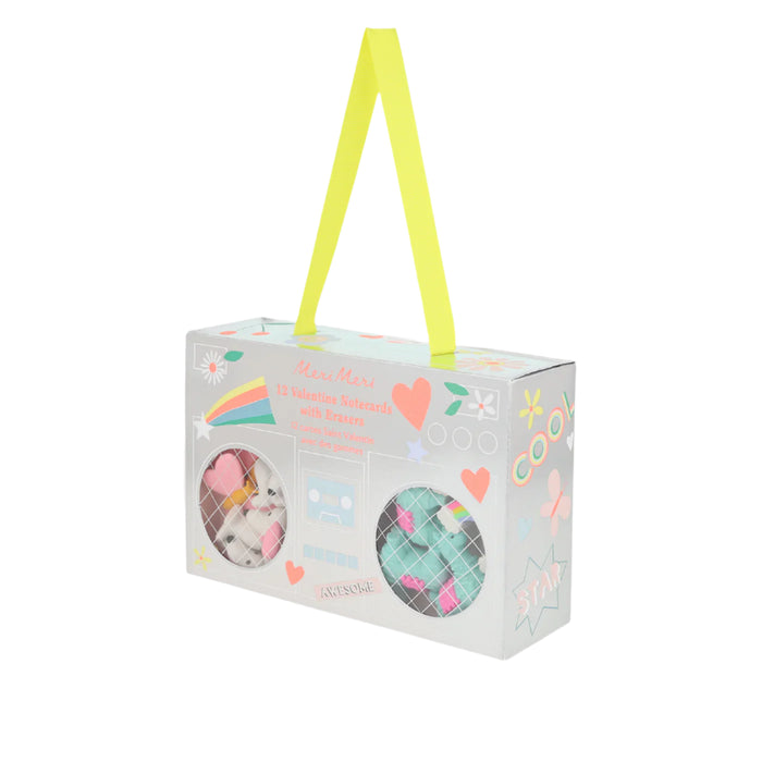 SALE Boom Box Valentine's Card and Eraser Set by Meri Meri