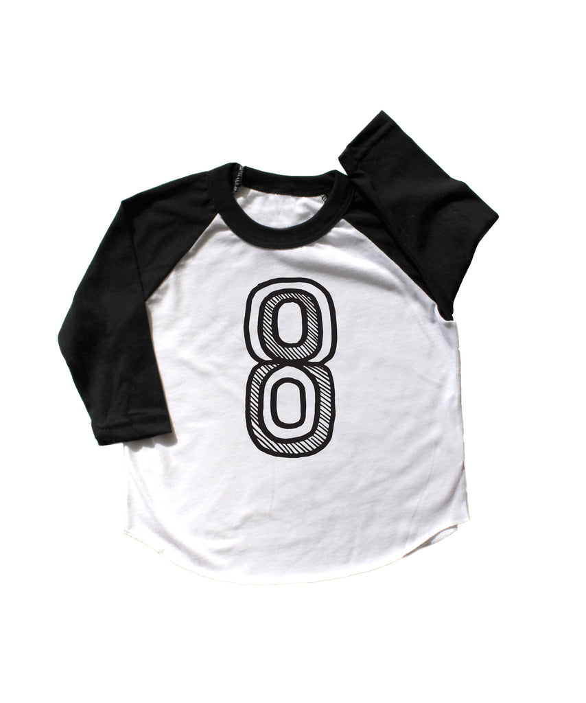 SALE Number Tee Baseball Style Graphic Tee (Numbers 1-10)