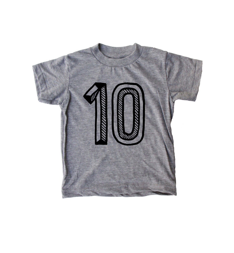 SALE Number Tee Gray Graphic Tee (Numbers 1-10)