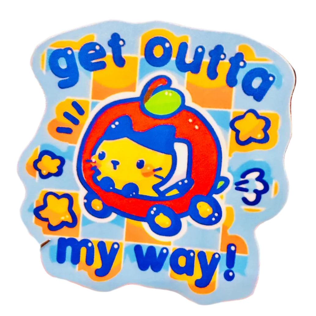 Get Outta My Way Apple Cat Vinyl Sticker