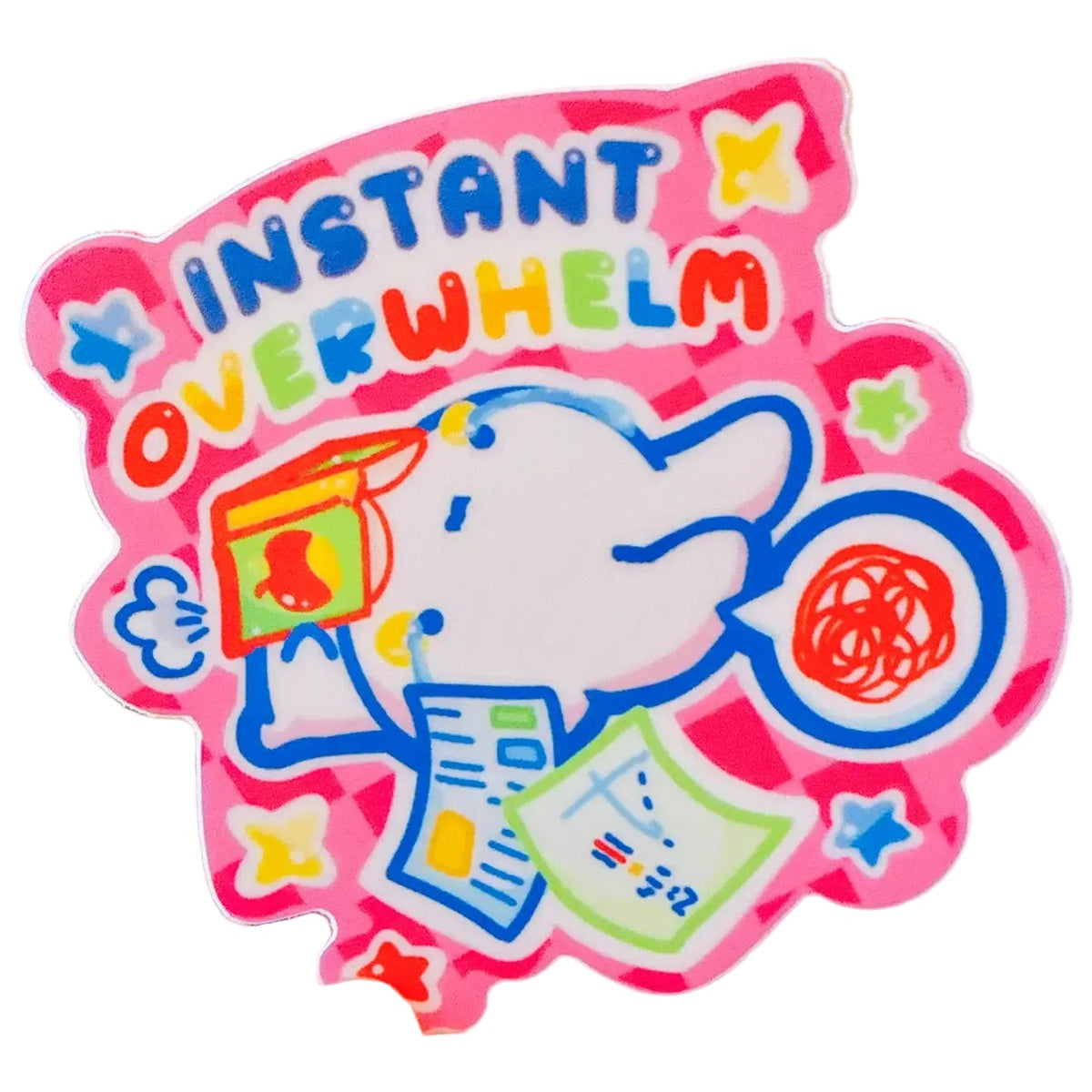 Instant Overwhelm Bunny Vinyl Sticker